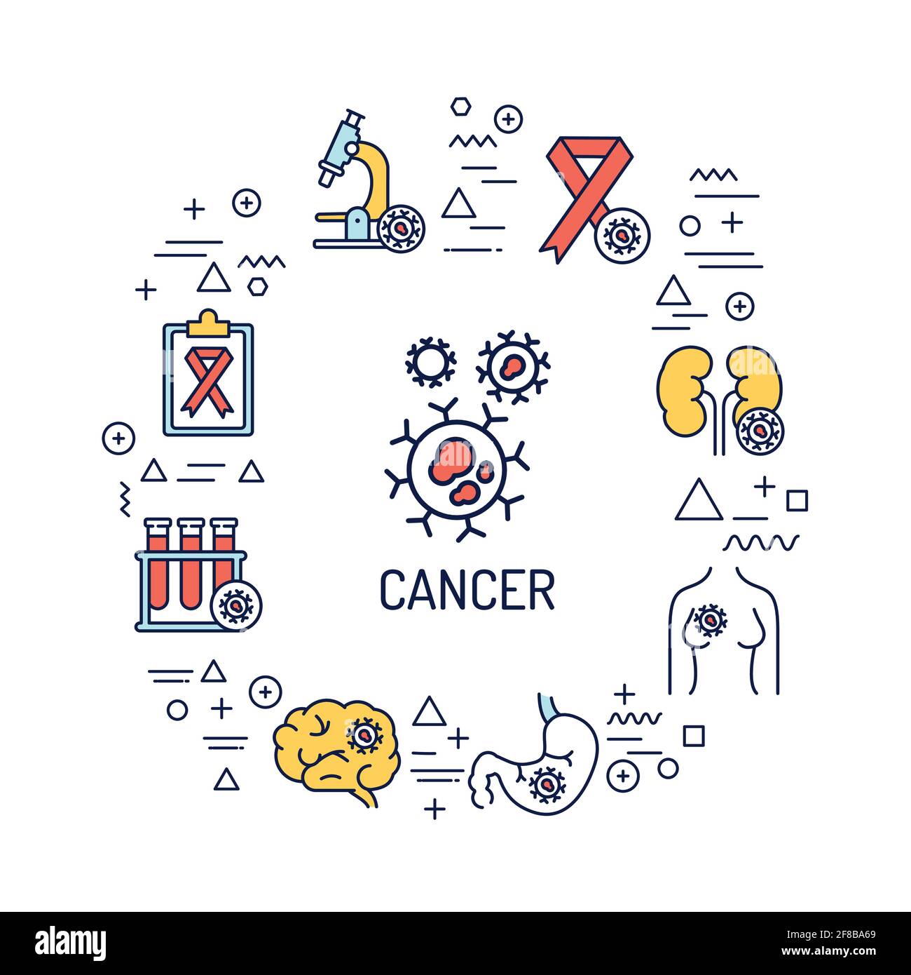 Cancer treatment web banner and mobile app kit. Oncology. Stock Vector