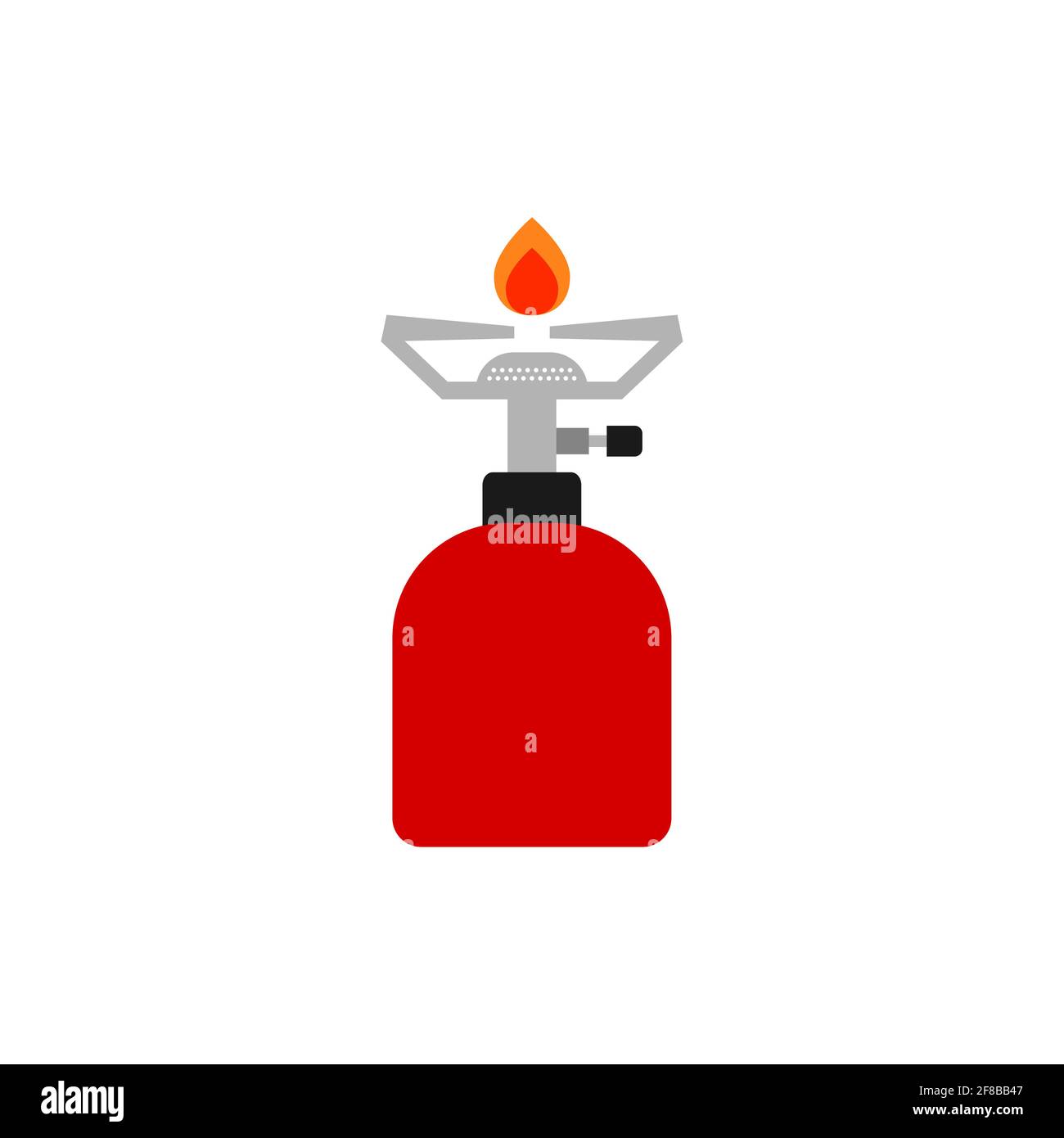 Gas camping stove color icon. Camping, outdoor, travel equipment. Cooking food in nature or without electricity. Small propane portable camp stove. Stock Vector