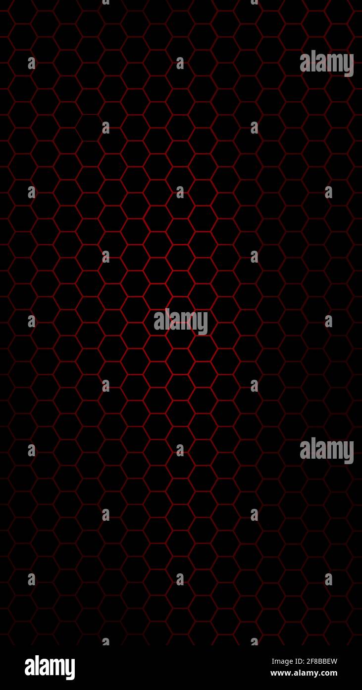 Dark Hexagon Stories Background with Red Flash Light. Vector ...