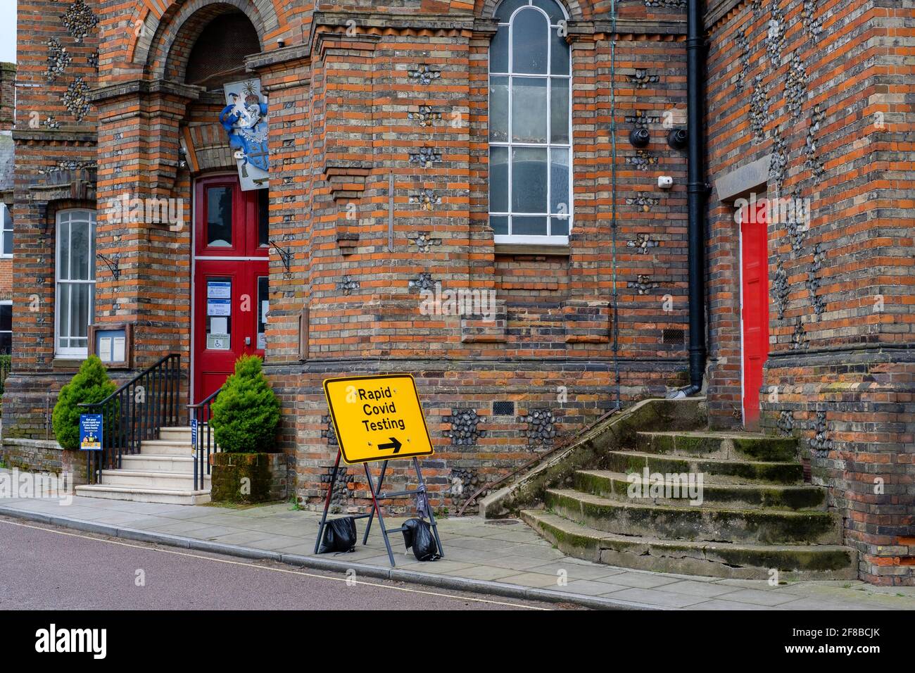 Eye, Suffolk, 10/04/2021 Rapid Covid Testing signs in the Suffolk Town
