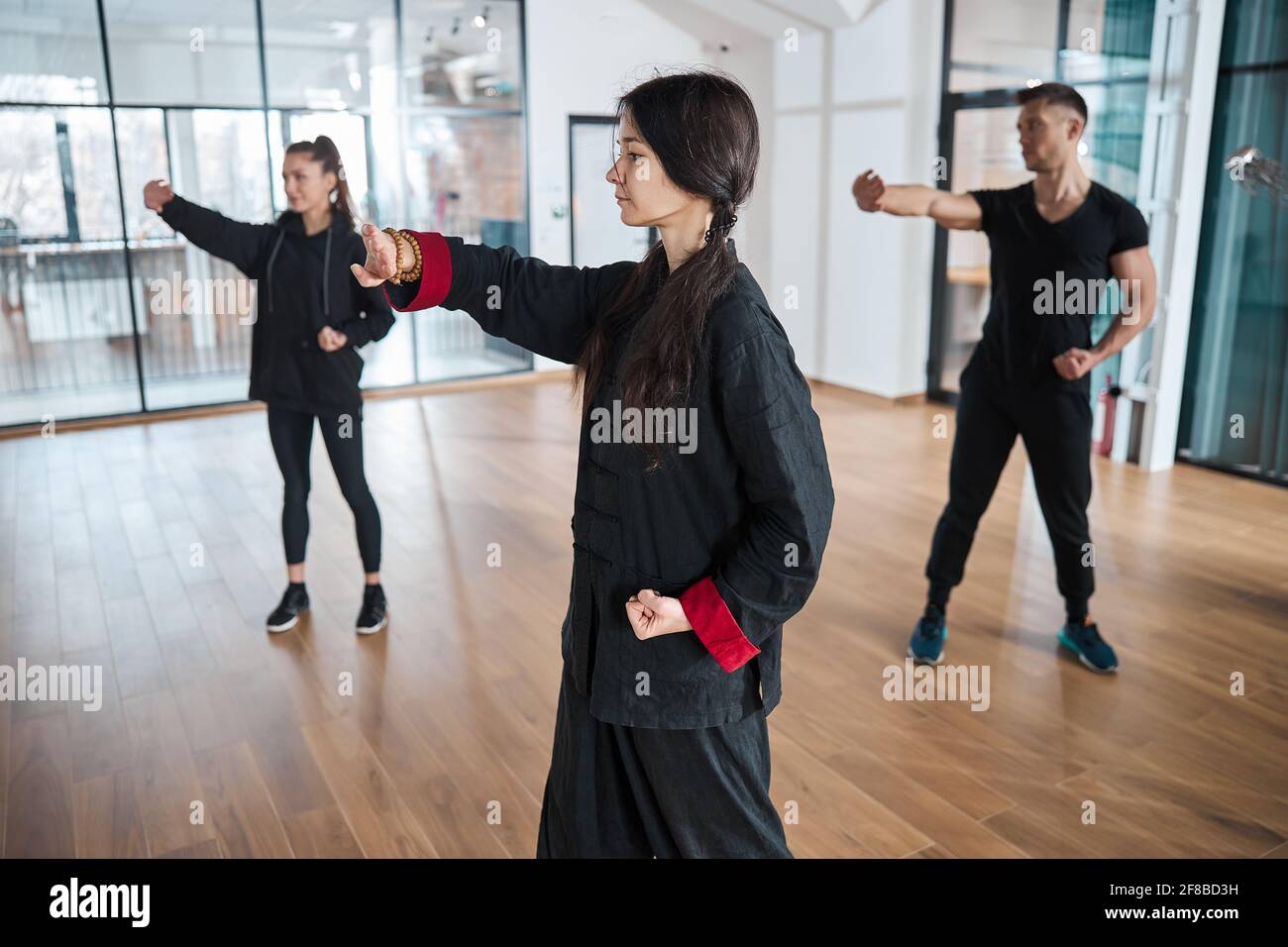 Taijiquan martial art group during a move practice Stock Photo Alamy