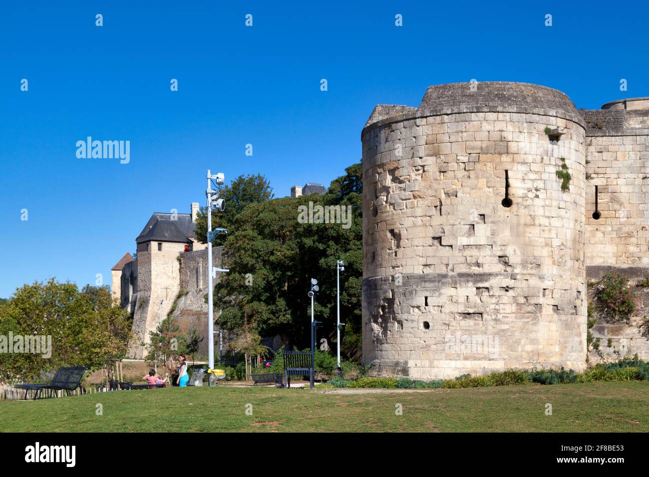 Caen, France - August 06 2020: Rampart surrounding the castle of Caen. Stock Photo