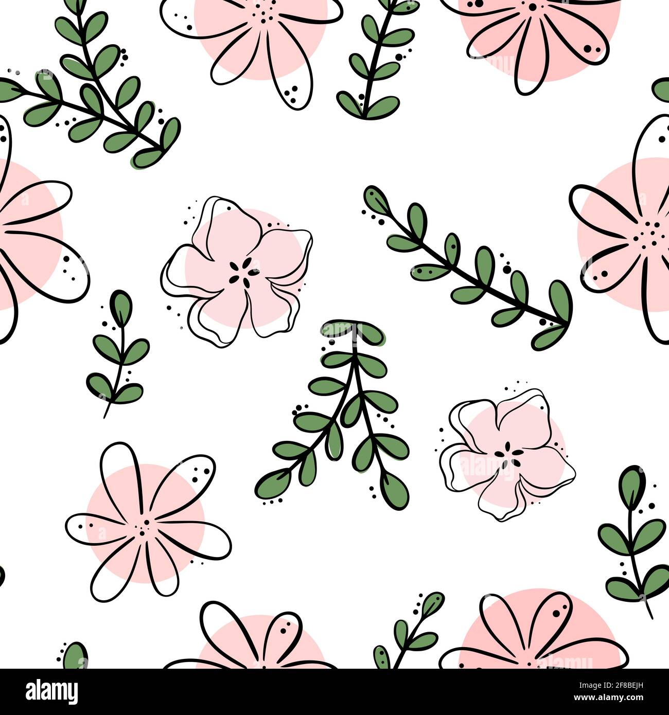Floral pattern. Solid pattern with flowers, leaves and branches. Simple floral background for packaging and interior design.Vector. Stock Vector