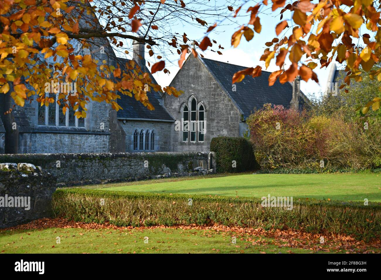 Landscape with scenic view of the Medieval Gothic Revival style Holy