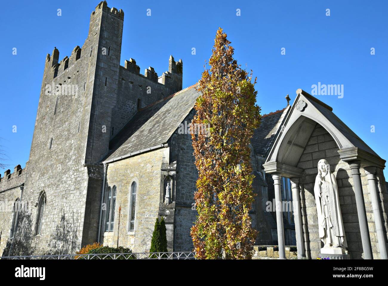 Landscape with scenic view of the Medieval Gothic Revival style Holy