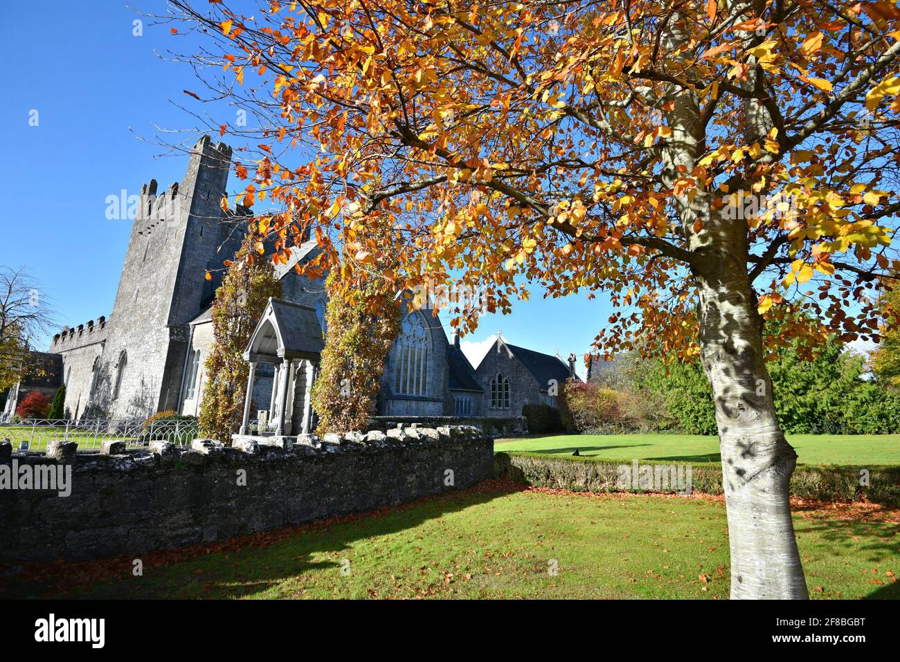 Landscape with scenic view of the Medieval Gothic Revival style Holy