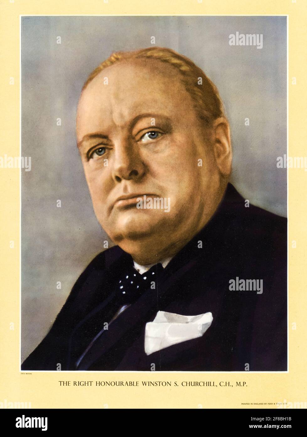 The Right Honourable Winston S Churchill, CH MP,  WW2 portrait poster, original painting by Cecil Beaton, 1942-1945 Stock Photo