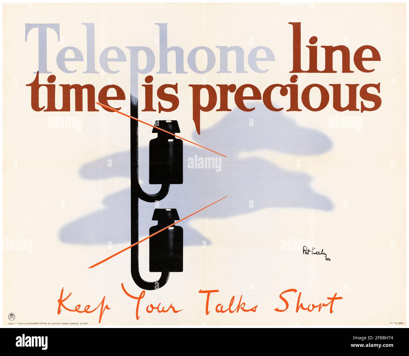 British, WW2 Saving resources poster, Telephone Line Time is Precious, Keep Your Talks Short, 1942-1945 Stock Photo