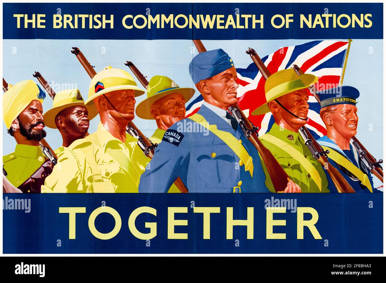 British, WW2, Allied Forces poster, Commonwealth cooperation: Together (British Commonwealth Servicemen), 1942-1945 Stock Photo