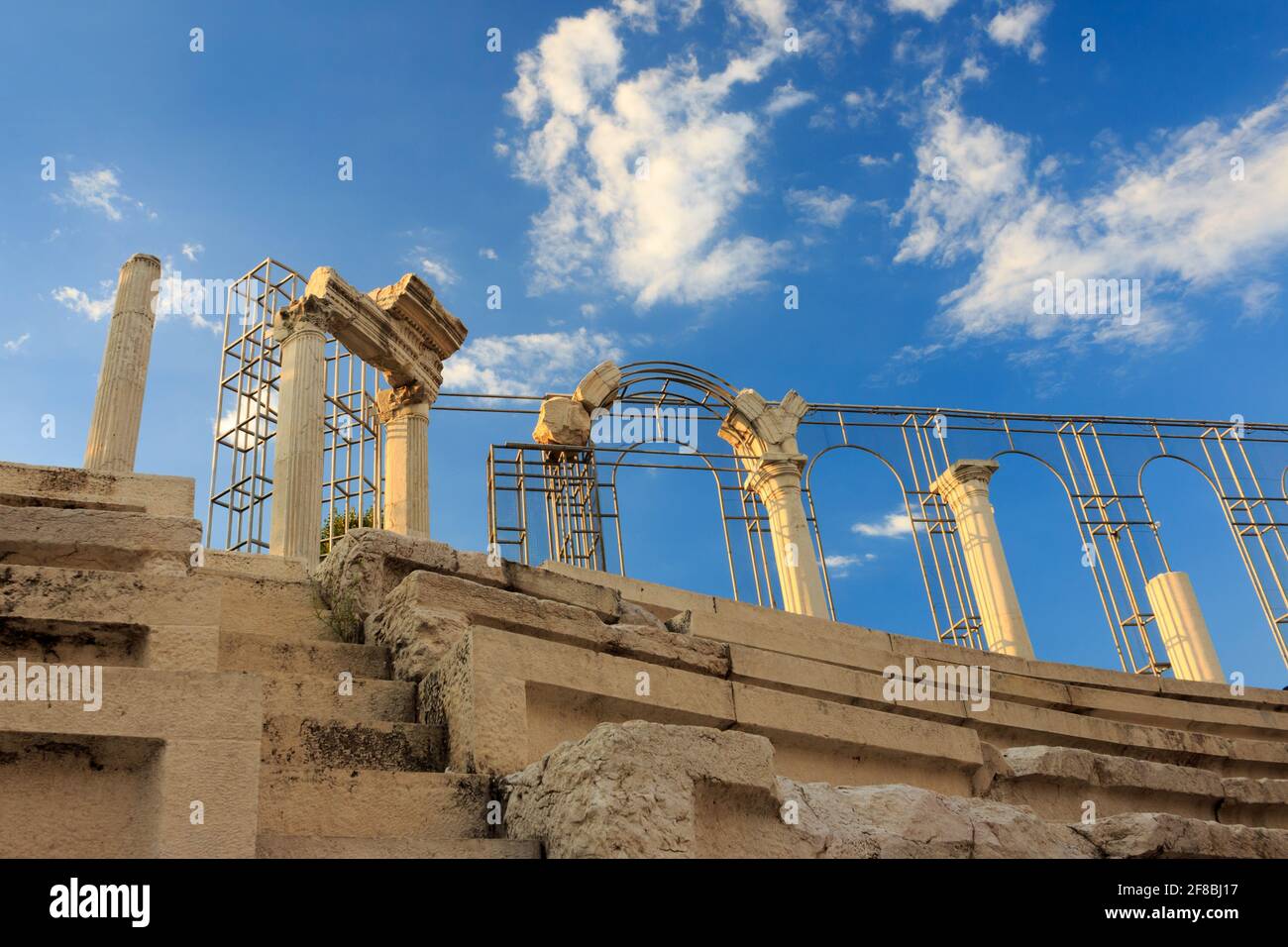Ruins of ancient roman amphitheater, used for gladiator fights Stock Photo