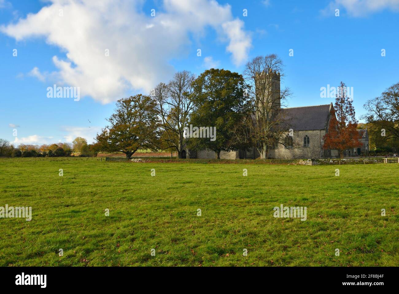 Autumn landscape with panoramic view of the Medieval Augustinian Friary ...