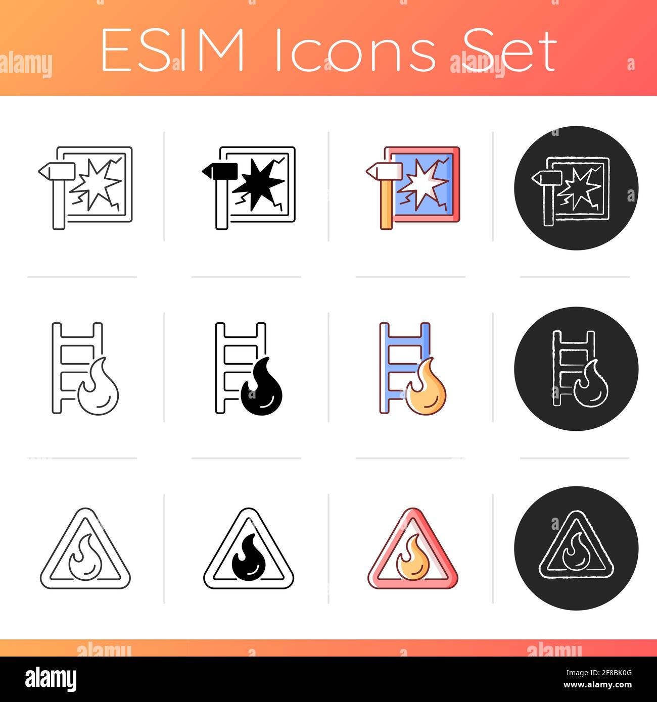 Fire safety icons set Stock Vector