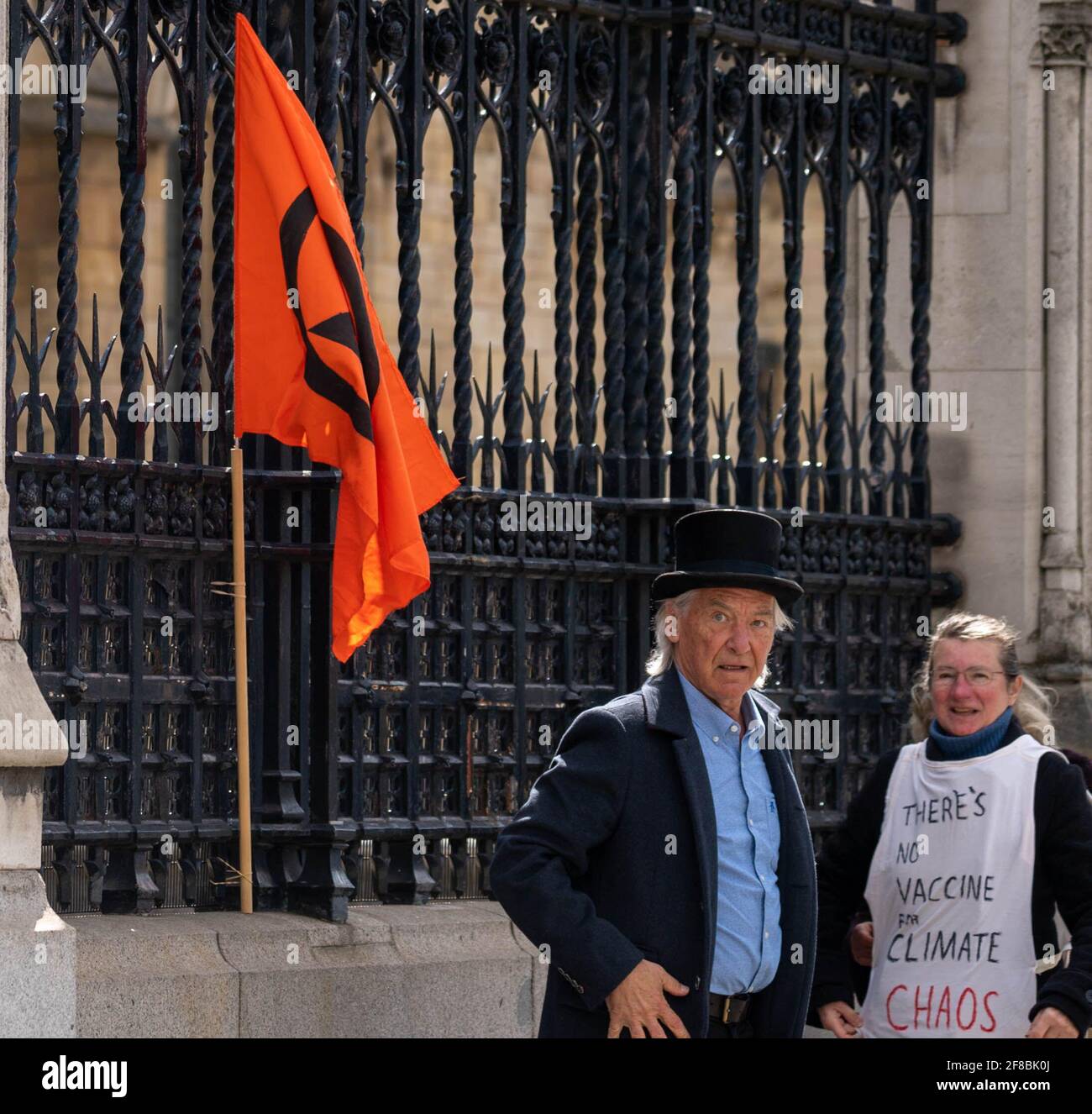 London, UK. 13th Apr, 2020. Small XR rebellion protest outside the House of Commons Credit: Ian Davidson/Alamy Live News Stock Photo