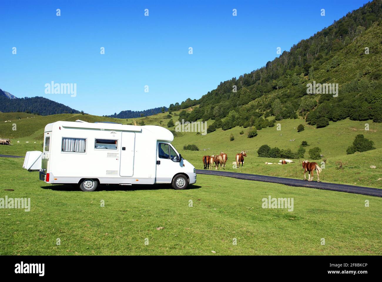 Motorhomes parked at a stop enjoying a magnificent view Stock Photo Alamy
