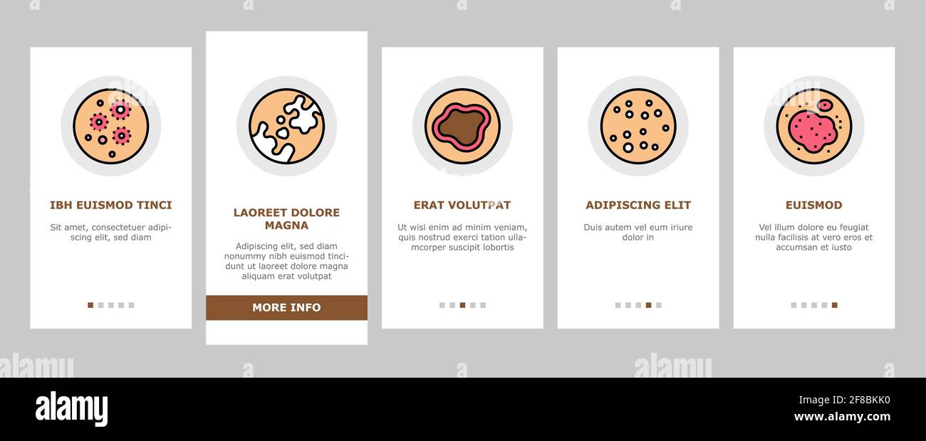 Skin Disease Symptom Onboarding Icons Set Vector Stock Vector Image ...