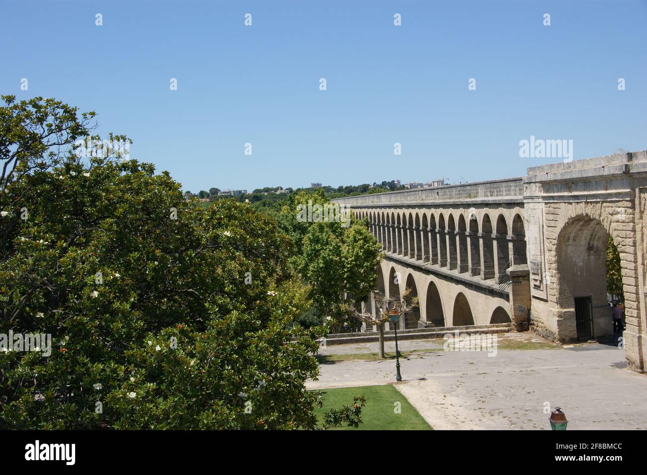 Aqueduct Saint Clement’s 53 big arches 8metres wide and 183 small arches of 2.78metres supply Montpeller with water for her many fountains. Stock Photo
