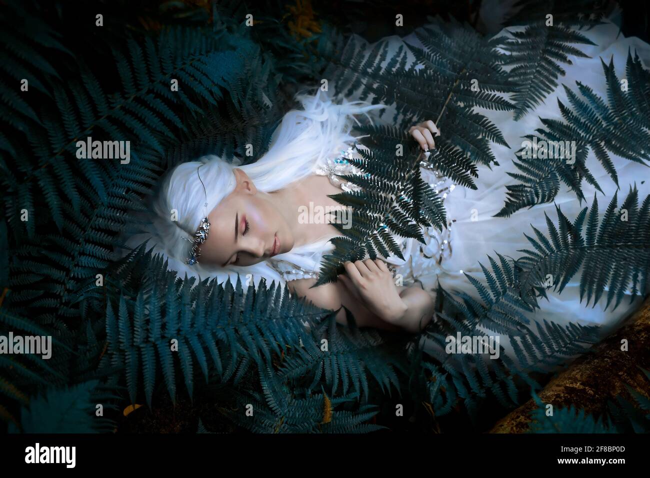 Photo of a Ethereal Mysterious Elf girl with silver long hair wearing ...