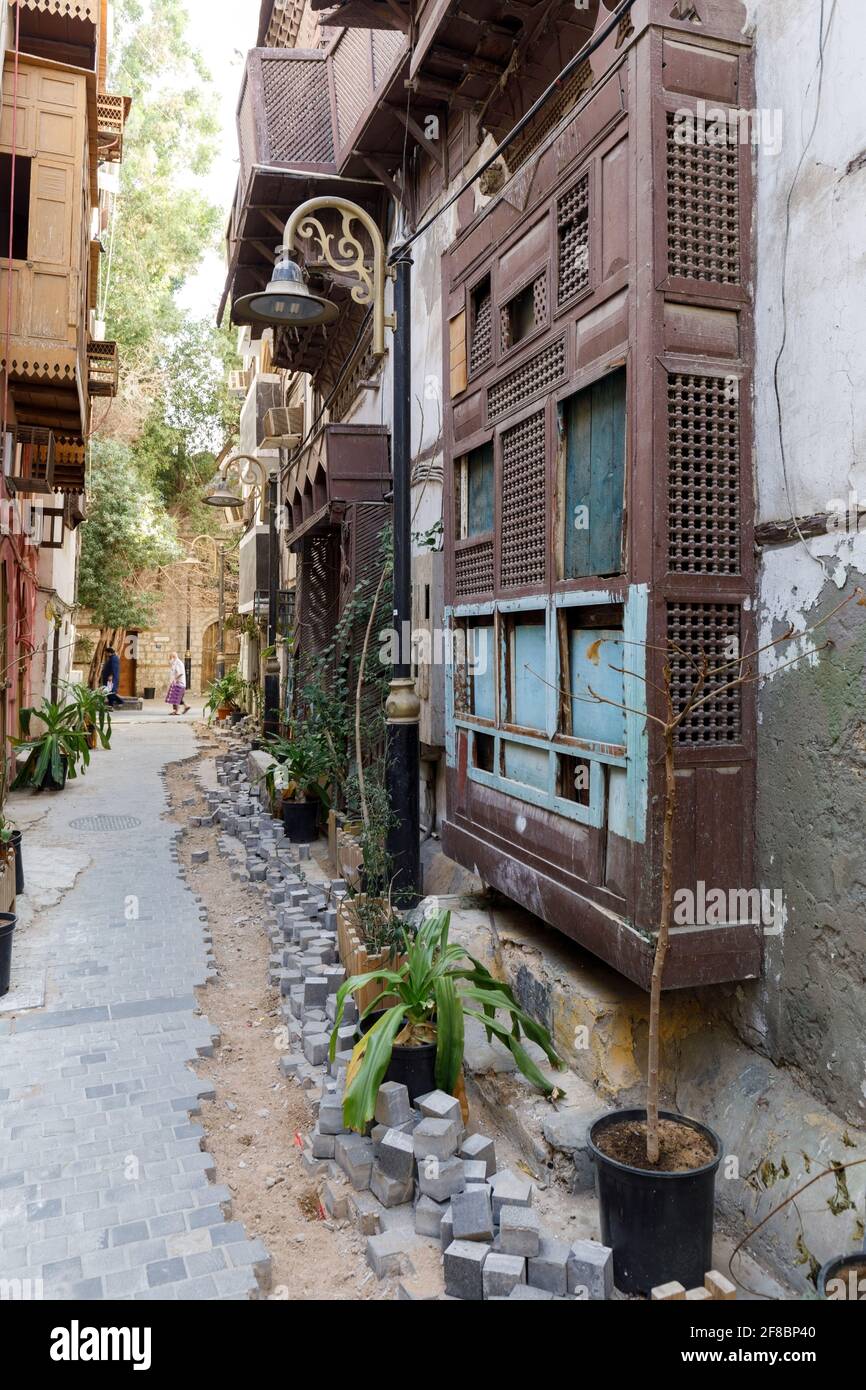Jeddah, Saudi Arabia, February 22 2020 Old town of Jeddah with the