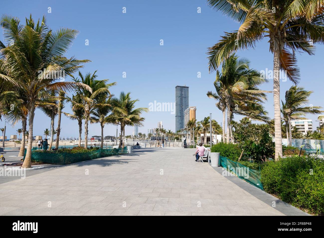 Jeddah, Saudi Arabia, February 22 2020: Corniche, promenade right on the shores of the Red Sea in downtown Jeddah, Saudi Arabia Stock Photo