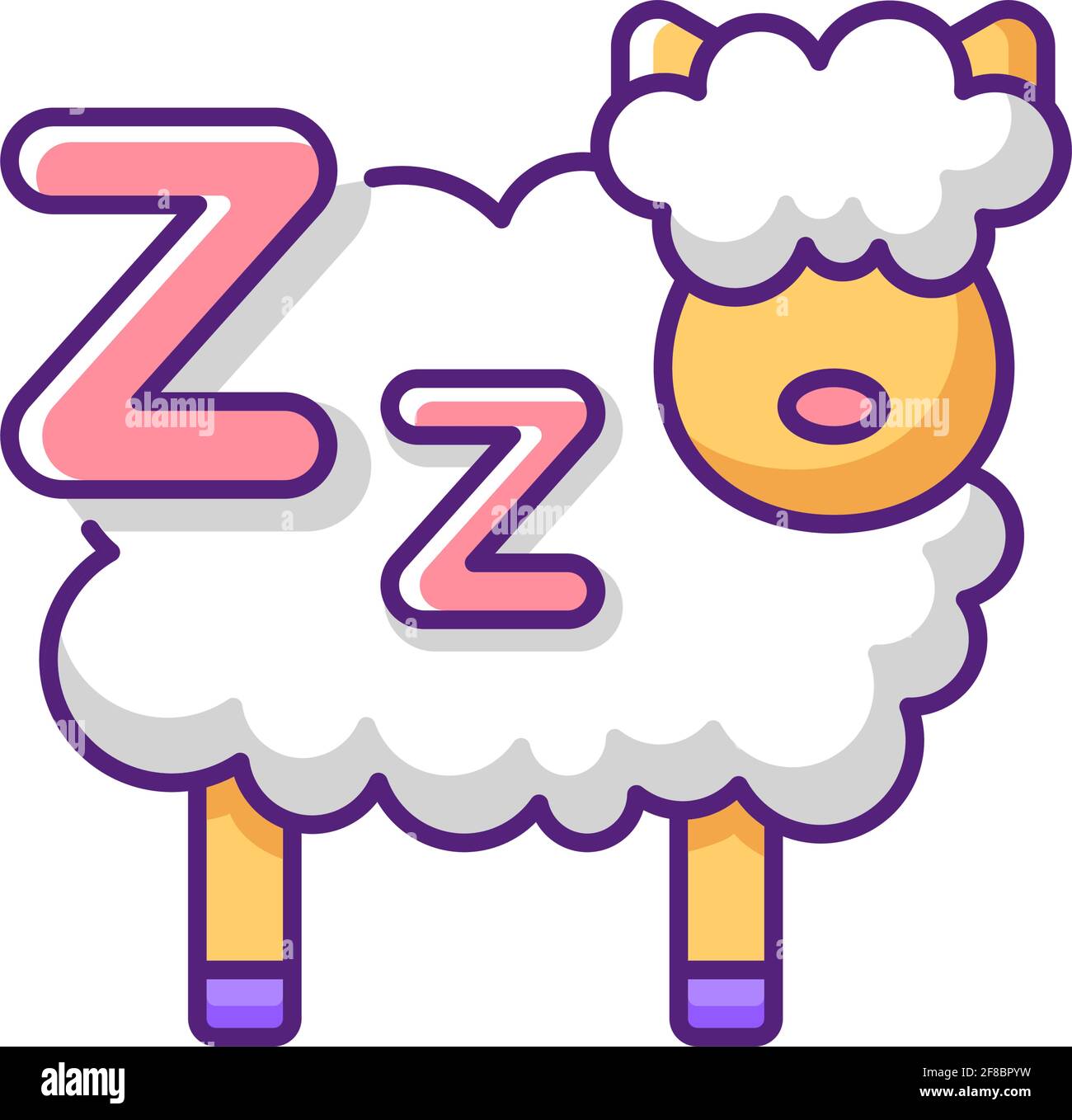 Counting sheeps RGB color icon Stock Vector