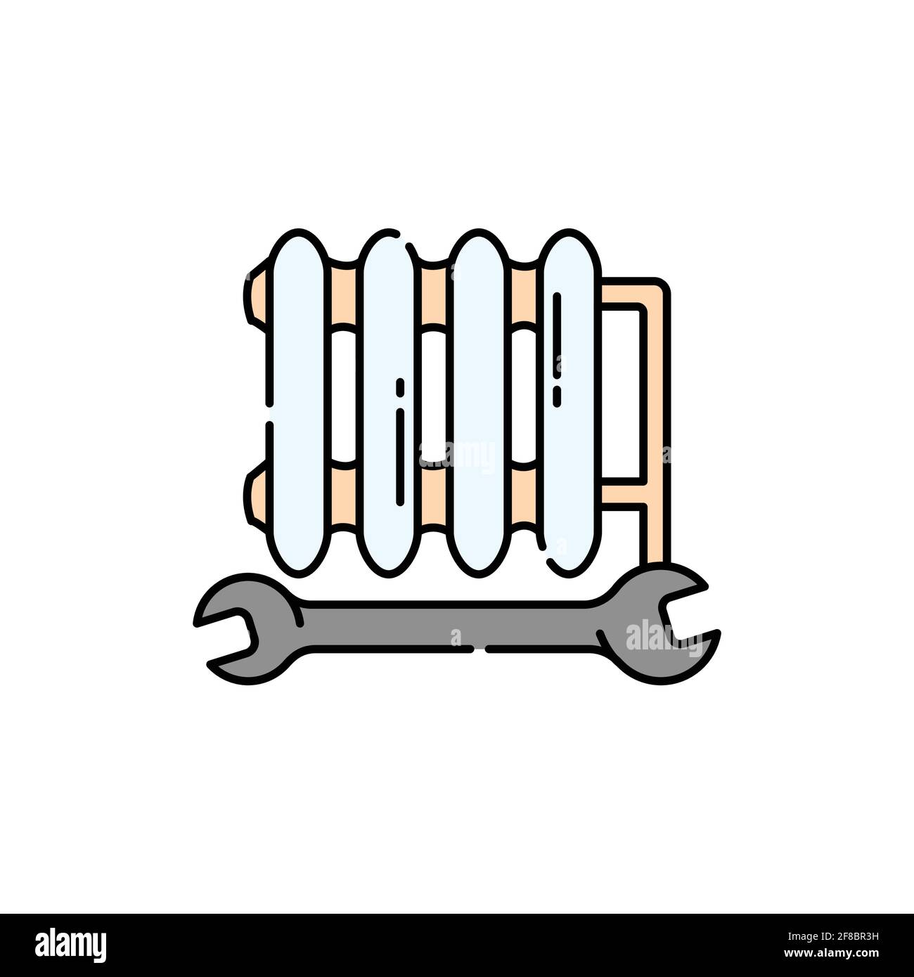 Installation of heating systems color line icon. Pictogram for web page ...