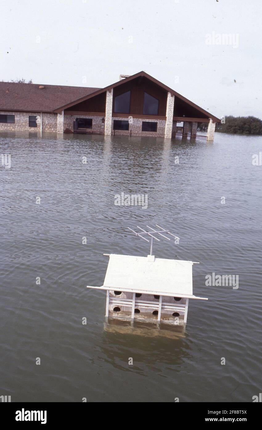 Flooding on Lake Travis in Travis County, Texas in an area known as Graveyard Point that is one of the lowest developed spots on the lake. ©Bob Daemmrich Stock Photo