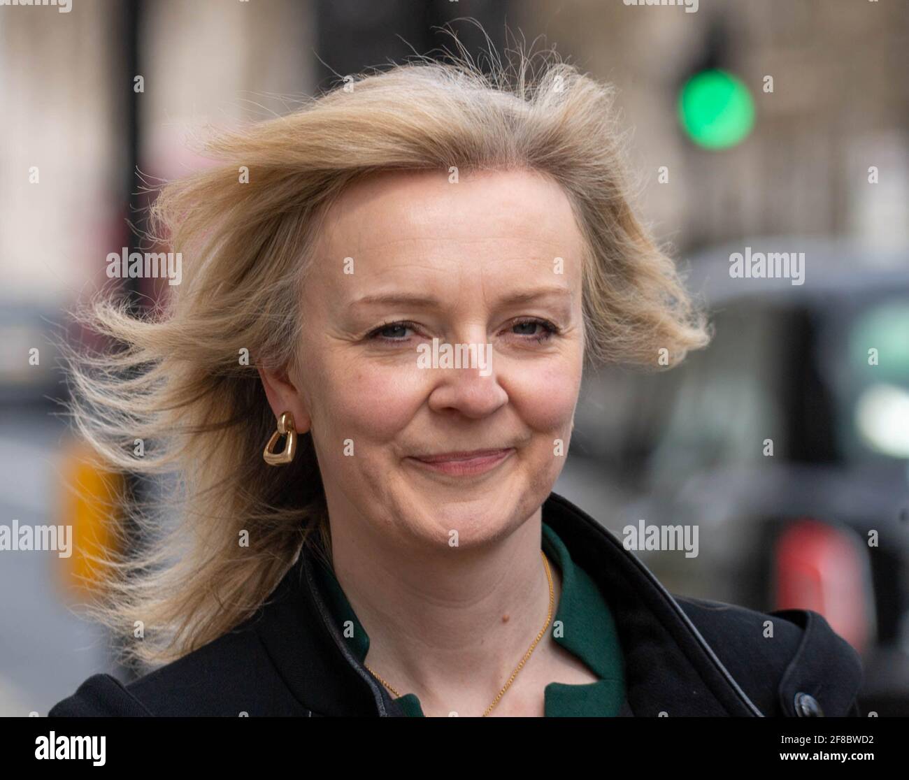 London, UK. 13th Apr, 2021. Liz Truss MP for South West Norfolk and International Trade Secretary and Equalities Minister in Whitehall Credit: Ian Davidson/Alamy Live News Stock Photo