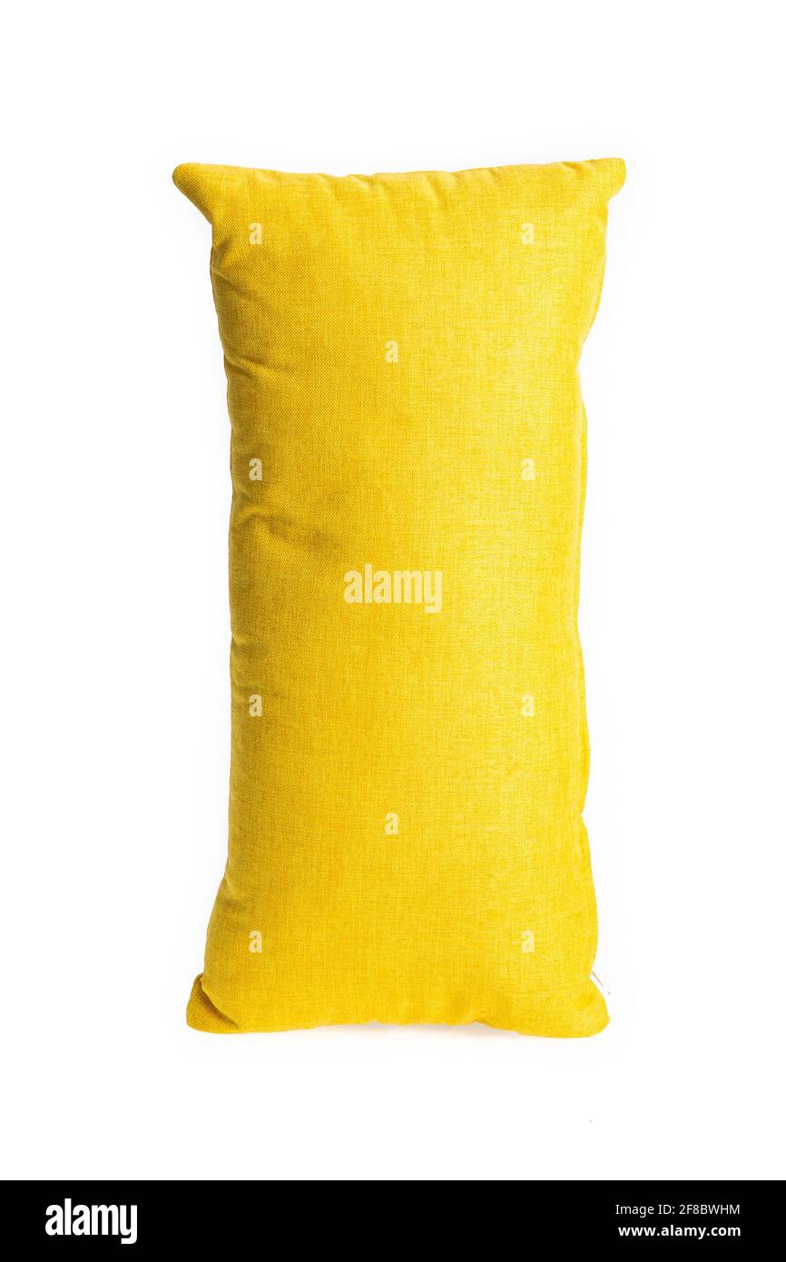 yellow pillow isolated on white background Stock Photo