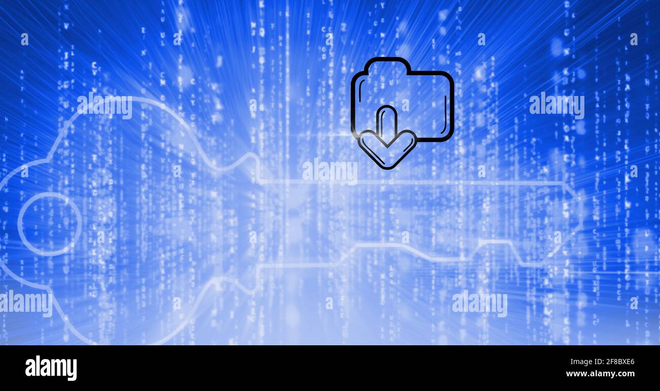 Key icon and folder over data processing background Stock Photo - Alamy