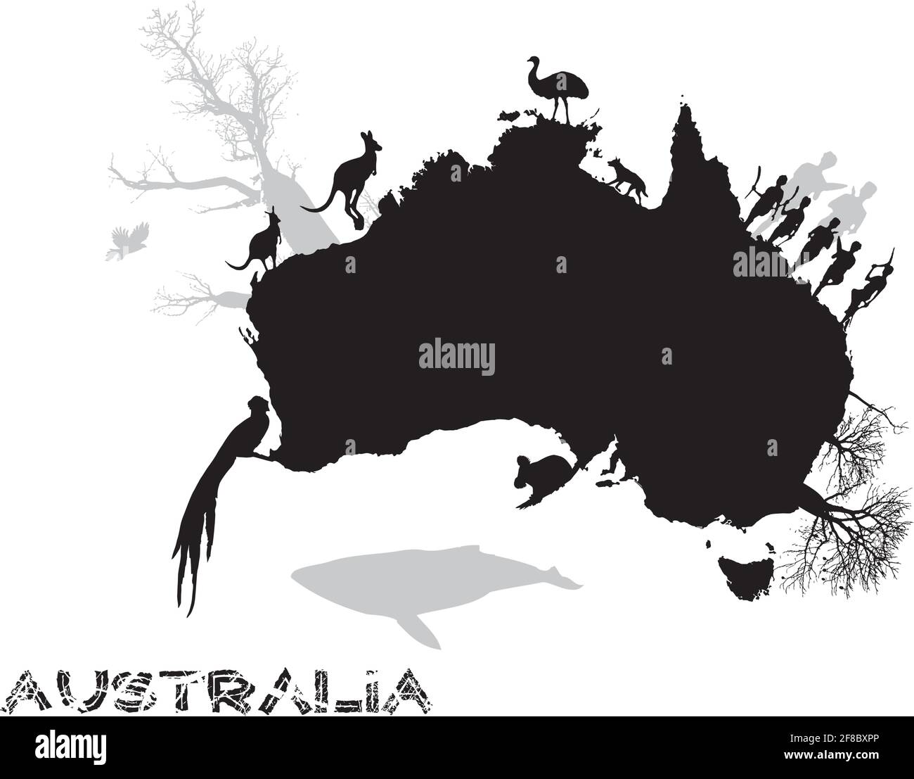 australia silhouette Stock Vector