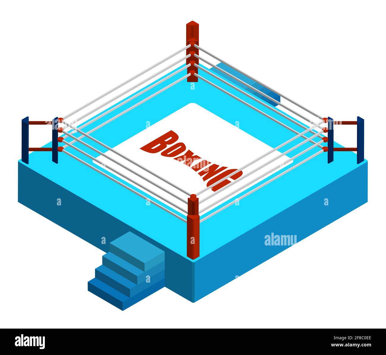 arena for boxing and martial arts matches. Empty sports ring in isometric. Vector Stock Vector