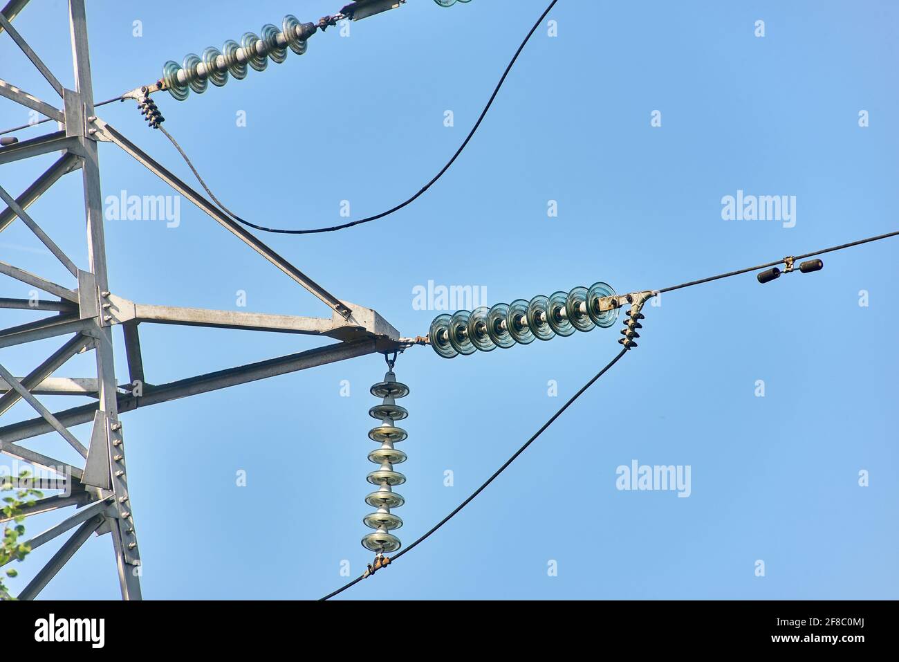 fragment of an electric pole with high-voltage wires Stock Photo - Alamy