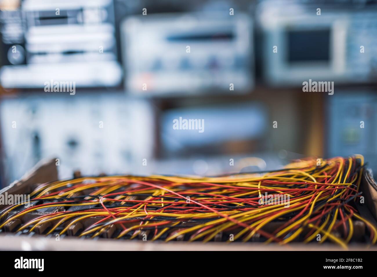 Bundle of cut thin wires with color connections Stock Photo Alamy