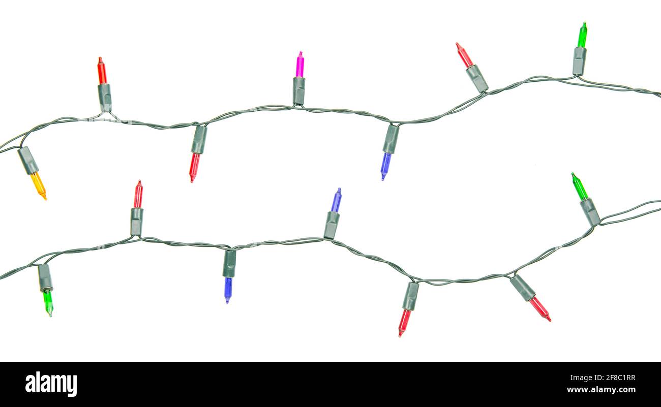 Christmas lights string isolated on white background with clipping path