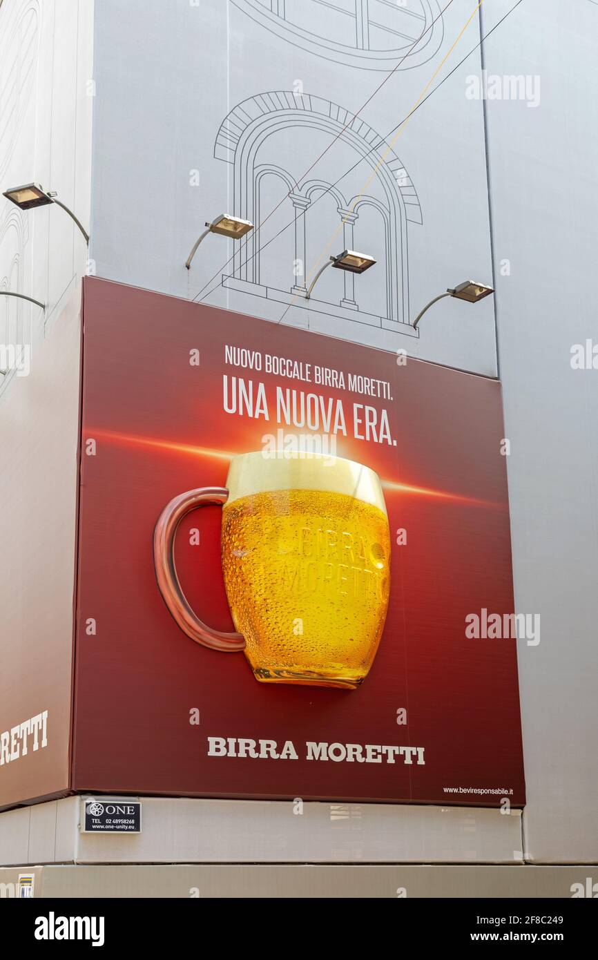 Milan, Italy - June 15, 2019: Big Beer Billboard Birra Moretti at  Scaffolding in Milan, Italy Stock Photo - Alamy