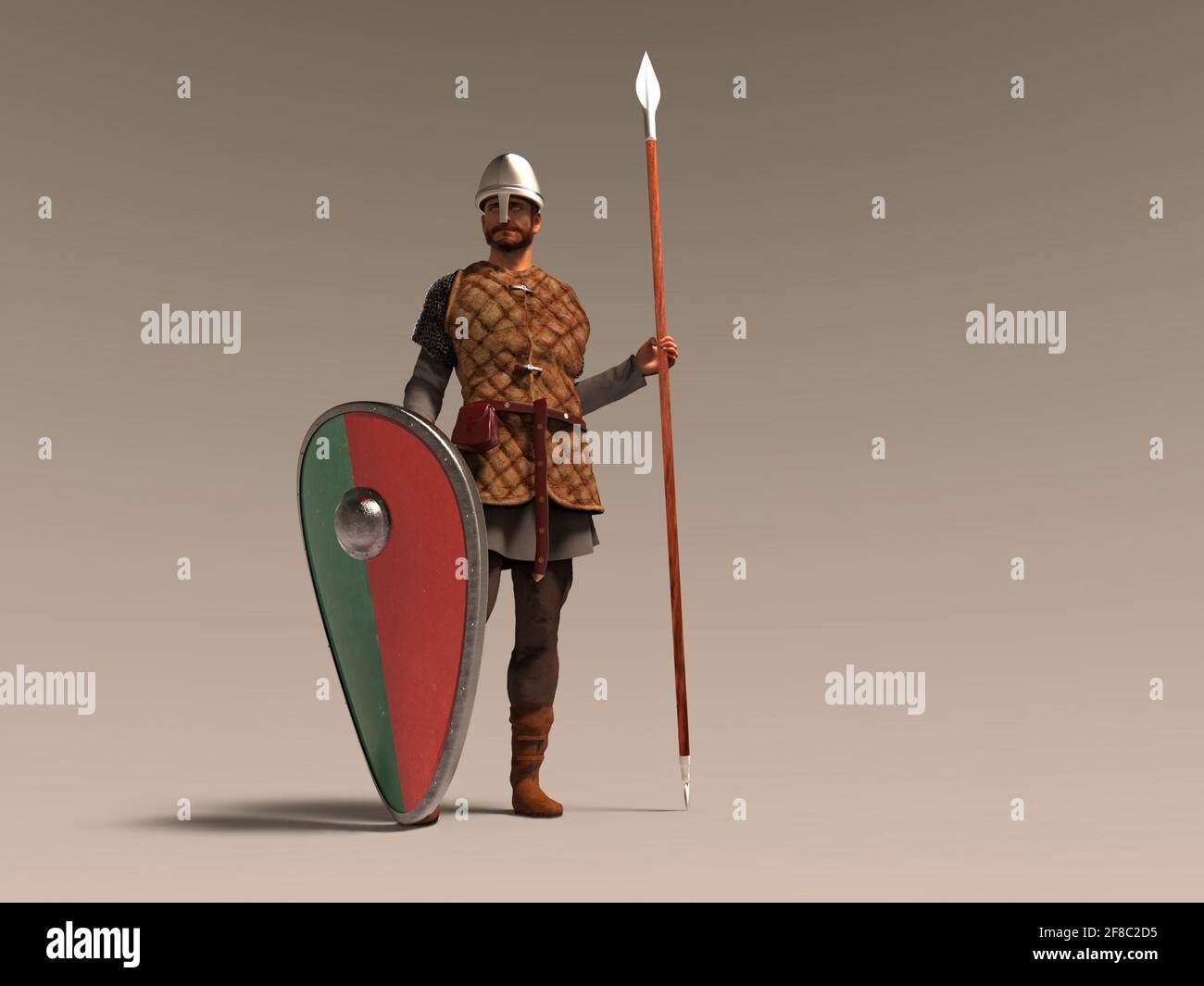 3d illustration of a medieval soldier Stock Photo