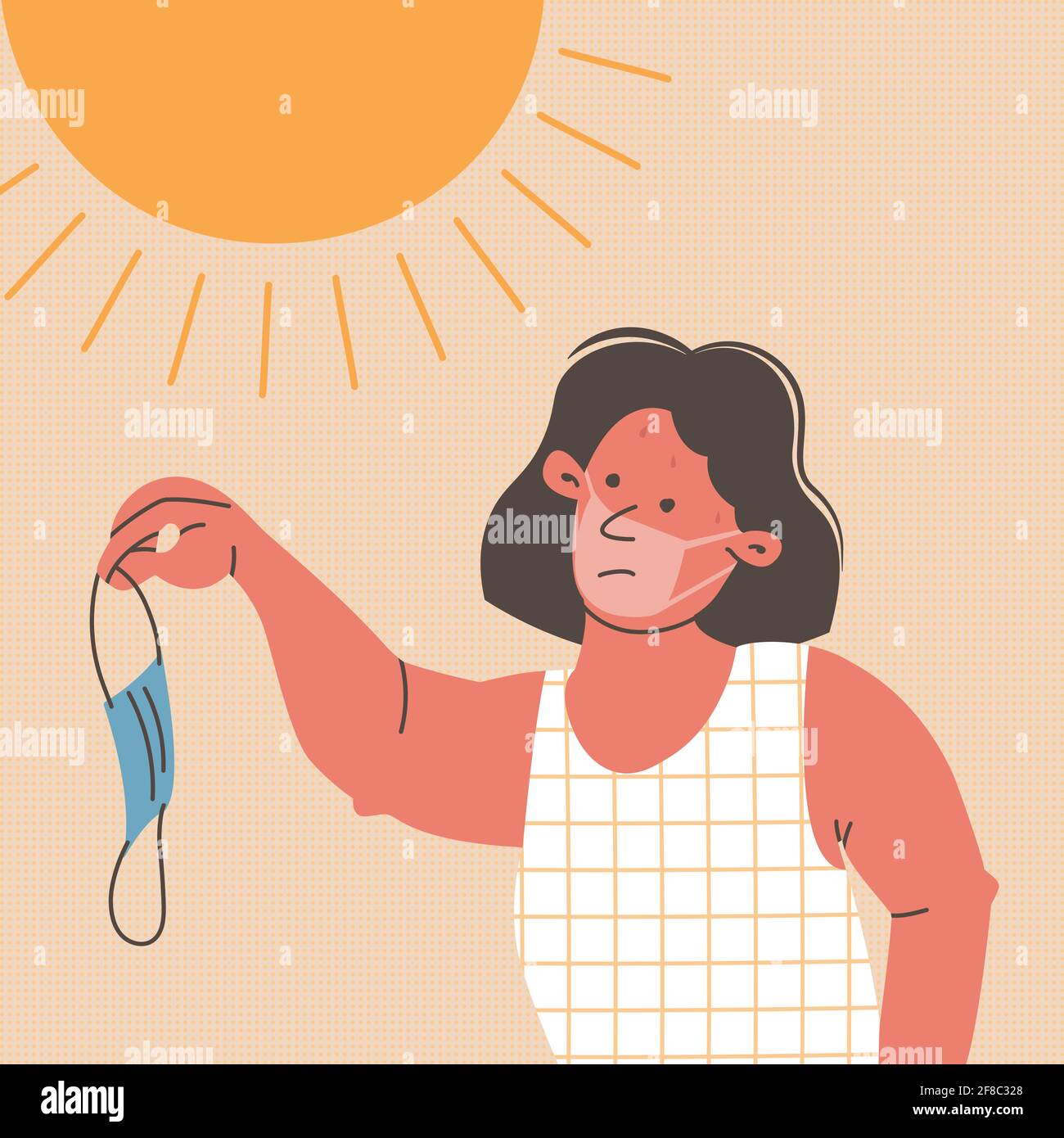 Woman upset your tan in the form of a protective mask. Stock Vector