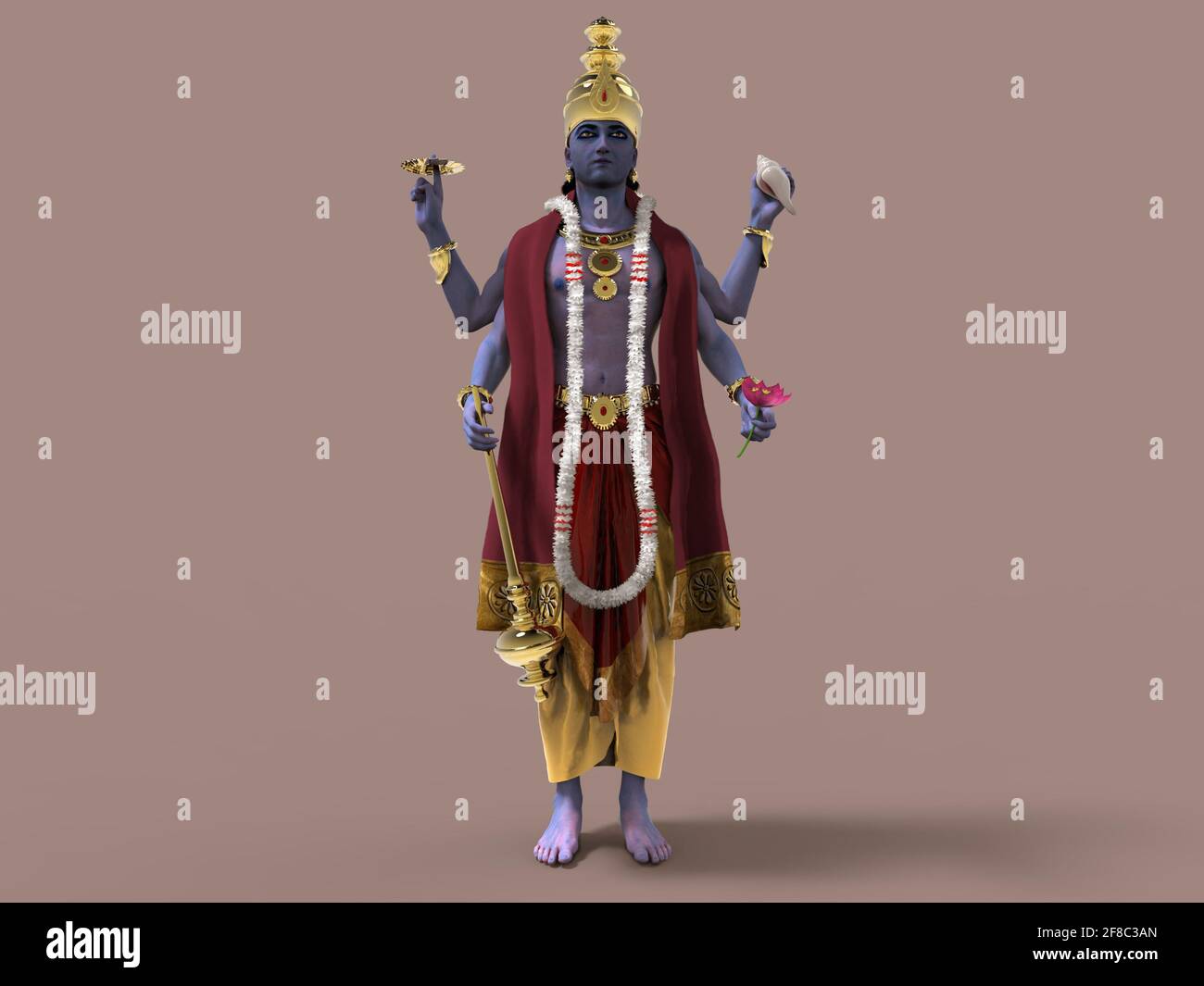 illustration of Hindu God Vishnu Stock Photo