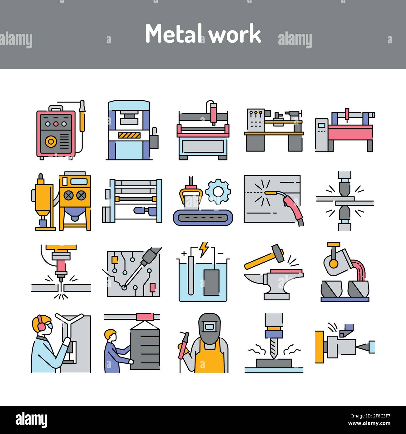 Metal work olor line icon. Pictogram for web page, mobile app, promo ...