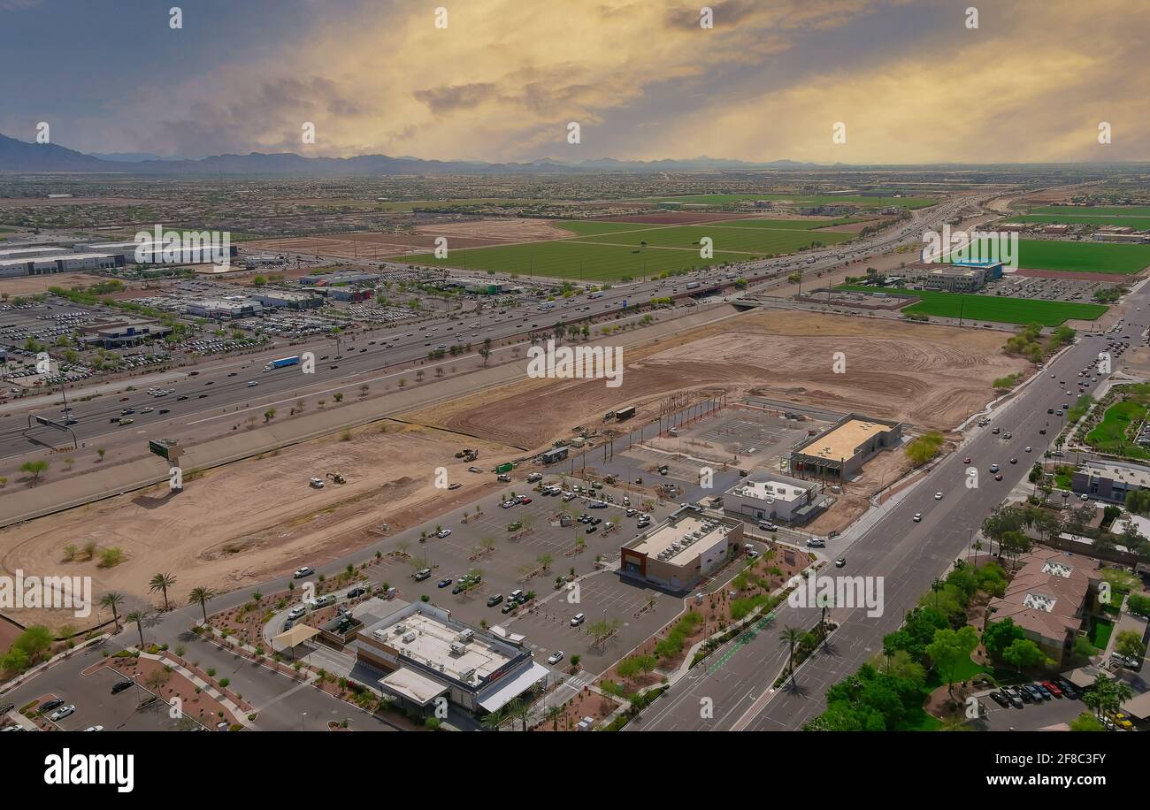 Aerial View Of Mega Shopping Mall In Scottsdale, Desert City In Arizona  East Of State Capital Phoenix. Downtown's Old Town Scottsdale. Phoneix, USA  November, 25th, 2019 Stock Photo, Picture and Royalty Free