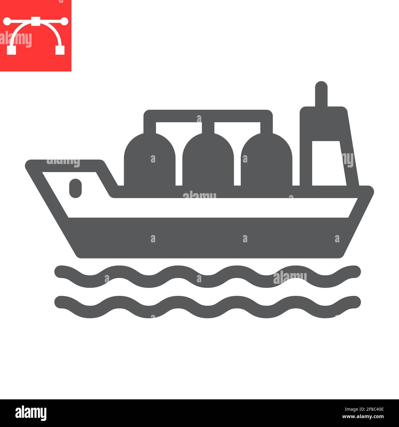 Oil tanker ship glyph icon, fuel shipping and logistics, cargo ship