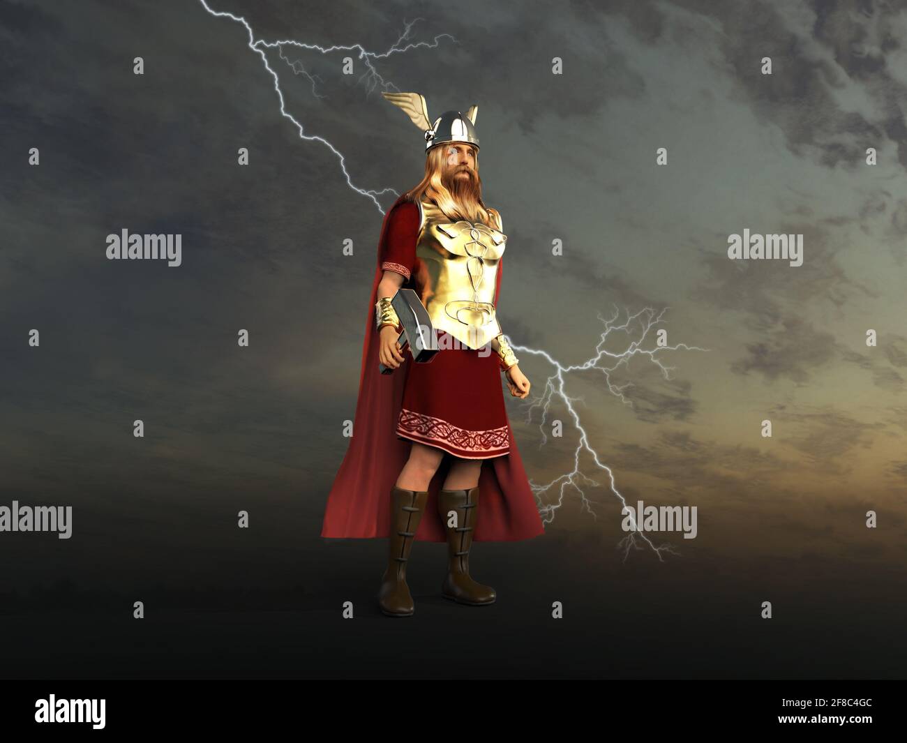 illustration of God Thor Stock Photo