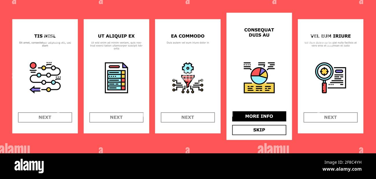 Planning Work Process Onboarding Icons Set Vector Stock Vector Image ...