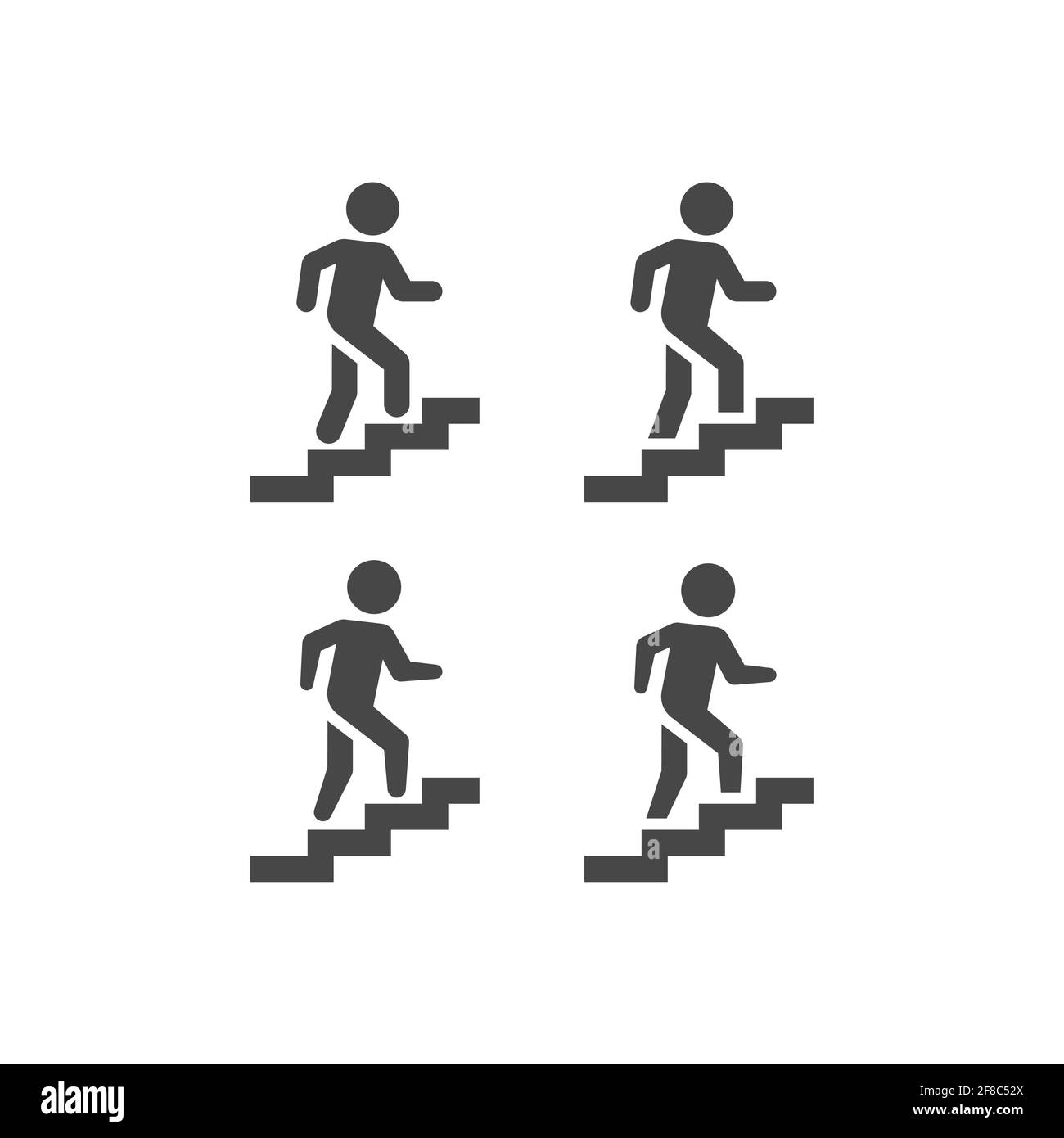 Stairs or stairway black vector sign. Man climbing up staircase symbol. Stock Vector