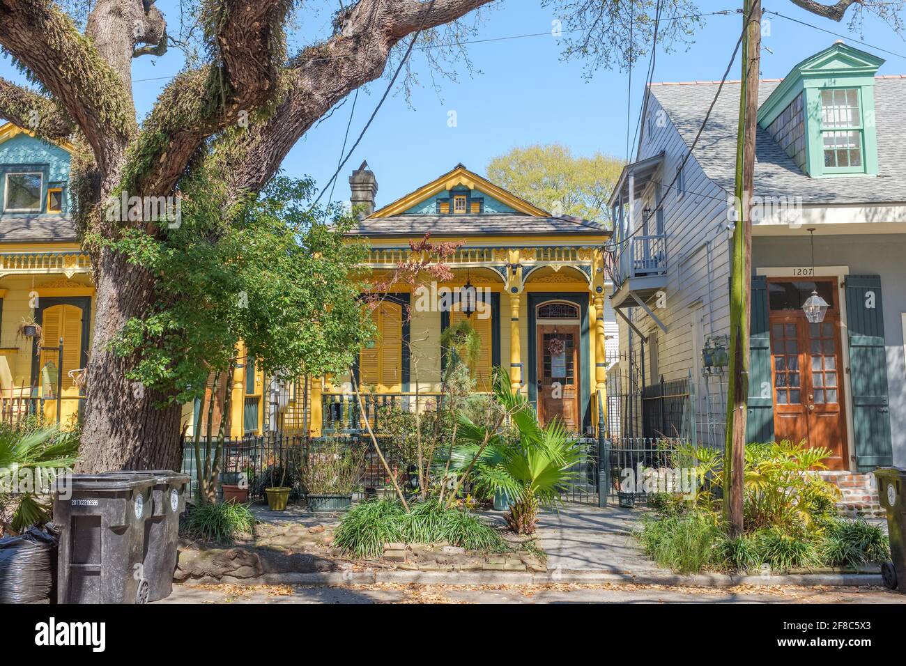 NEW ORLEANS, LA, USA MARCH 7, 2021 Colorful historic homes in Treme
