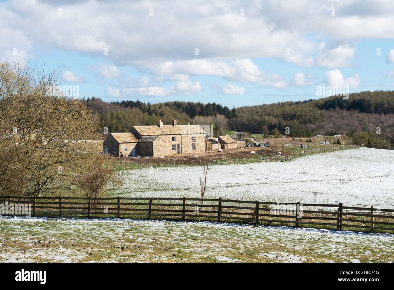 Spain’s Field Farm, an 18th century farmhouse from Weardale rebuilt at Beamish Museum, Co. Durham, England, UK Stock Photo