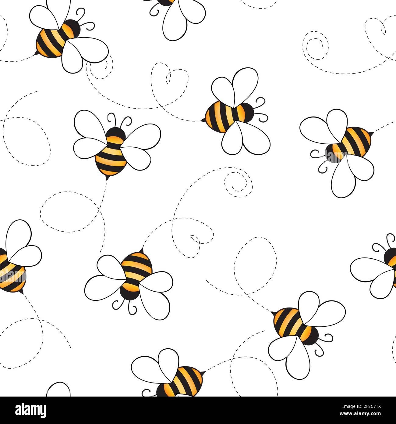 Seamless pattern with bees on white background. Small wasp. Vector ...
