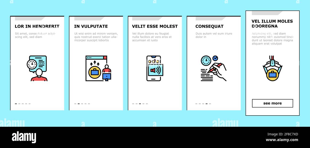 Productivity Manage Onboarding Icons Set Vector Stock Vector Image ...