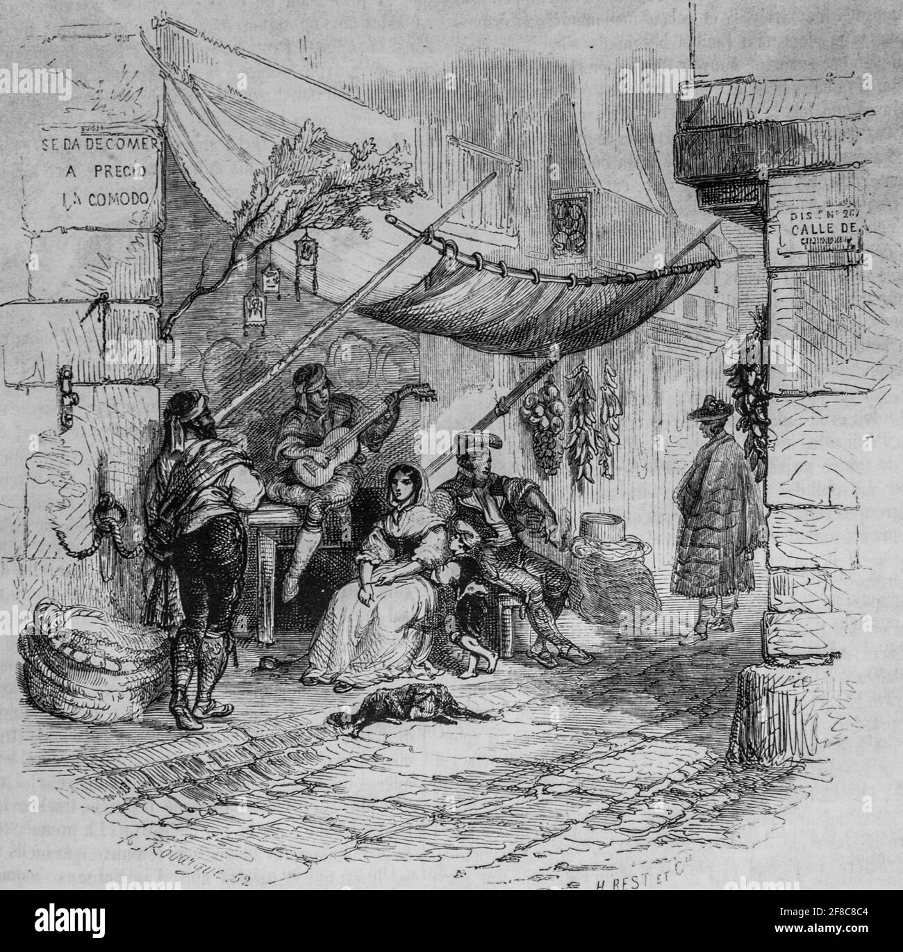 porte d'auberge ou venta en catalogne ,le magazin pittoresque par m. edouard charton 1870 Stock Photo