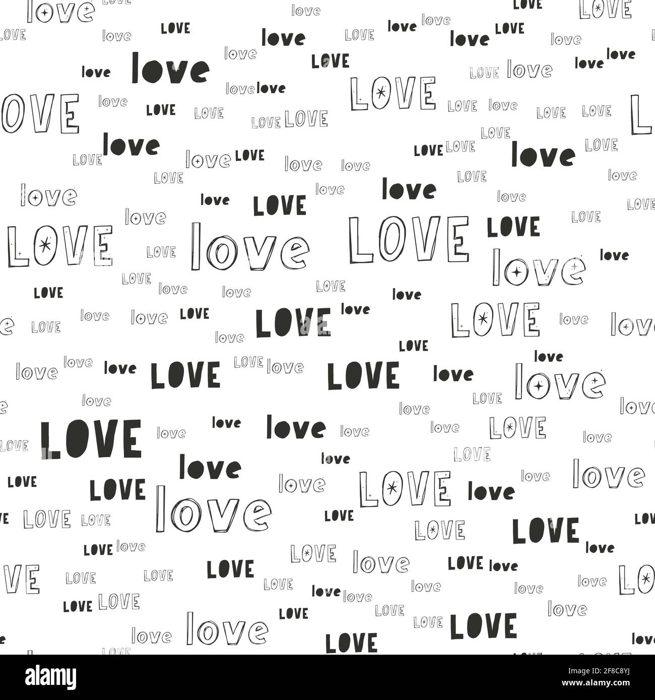 Vector handmade lettering LOVE - seamless pattern Stock Vector Image ...